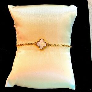 Costume Gold Bracelet with faux mother of pearl inlay